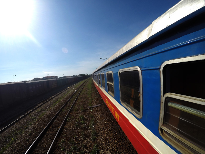 in de trein naar Hue