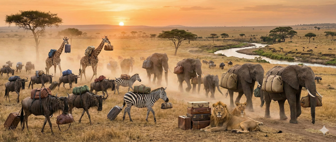 overal dieren op de Serengeti